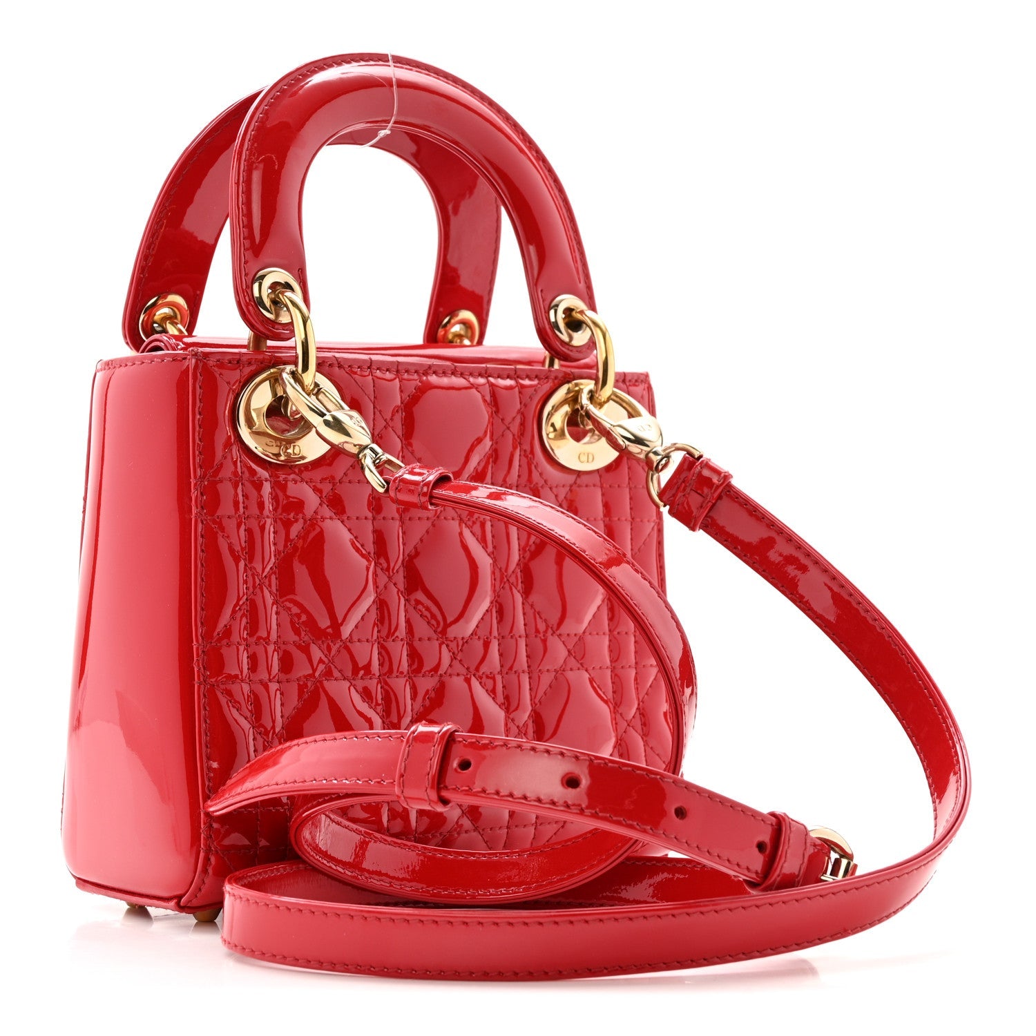 Patent Cannage Mini Lady Dior Red