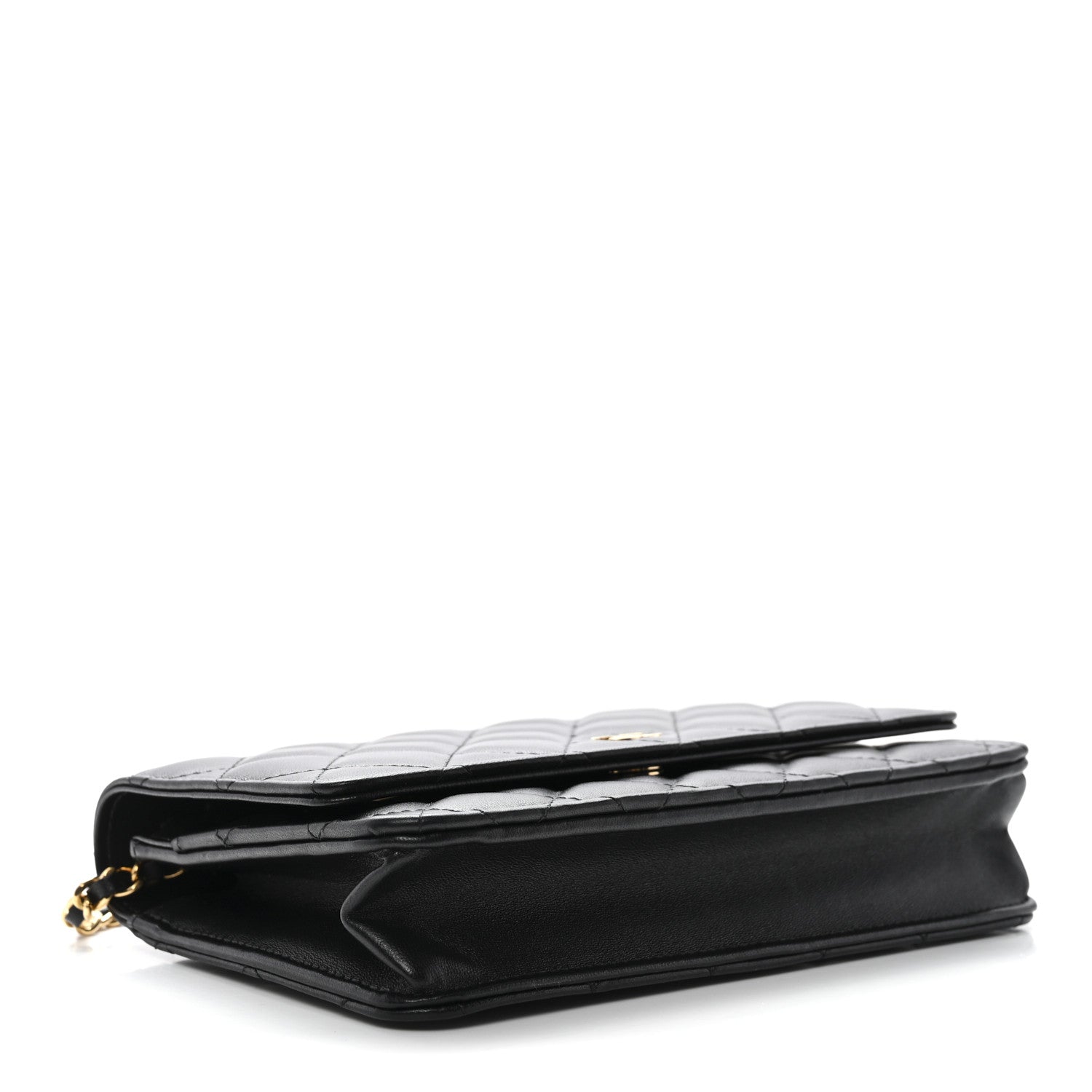 Lambskin Quilted Wallet On Chain WOC Black
