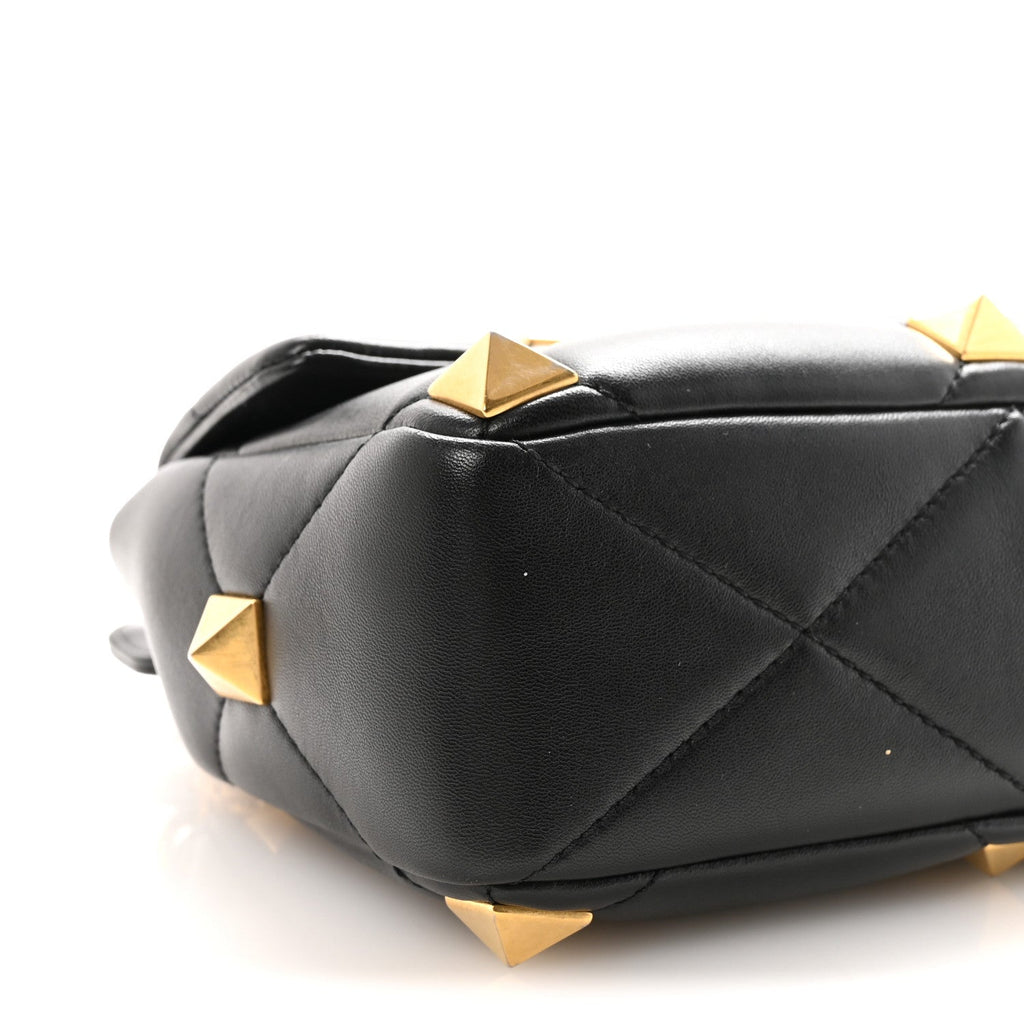 Nappa Large Roman Stud Shoulder Bag Black
