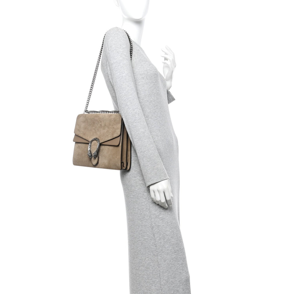 Suede Medium Dionysus Shoulder Bag Taupe