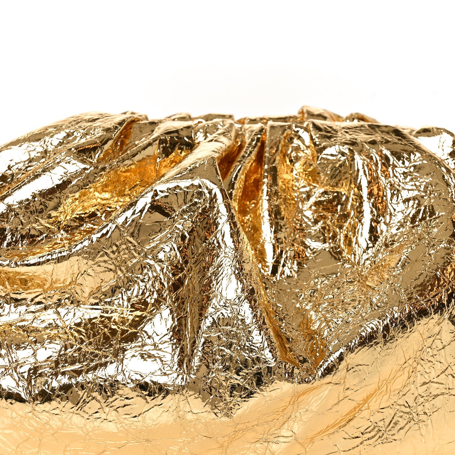 Metallic Crinkled Lambskin The Pouch Oversized Clutch Oro