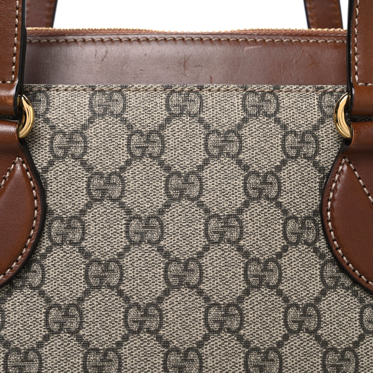 GG Supreme Monogram Medium Zippered Bucket Tote Beige Tuscany