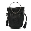 Sakai Be Green Calfskin Diagonal Stitched Mini Blondie Bucket Bag Black