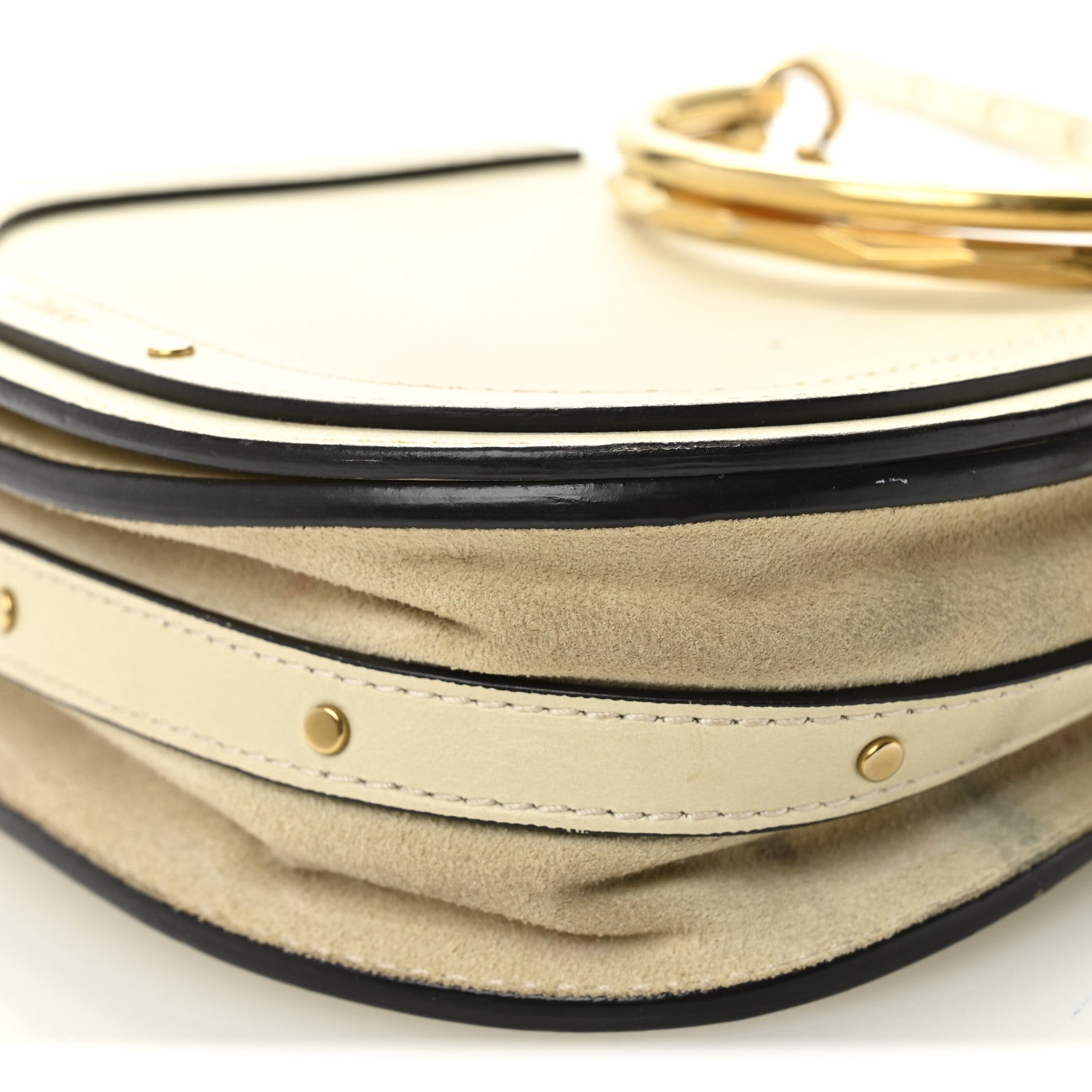 Calfskin Suede Small Nile Bracelet Bag Off White