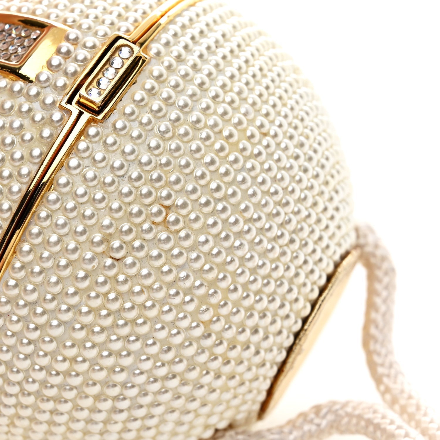 Swarovski Crystal Disco Ball Minaudiere Clutch White Gold