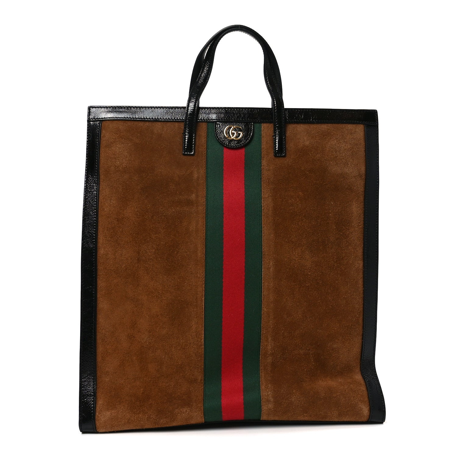 Suede Patent Web Ophidia Vertical Tote Nocciola Black