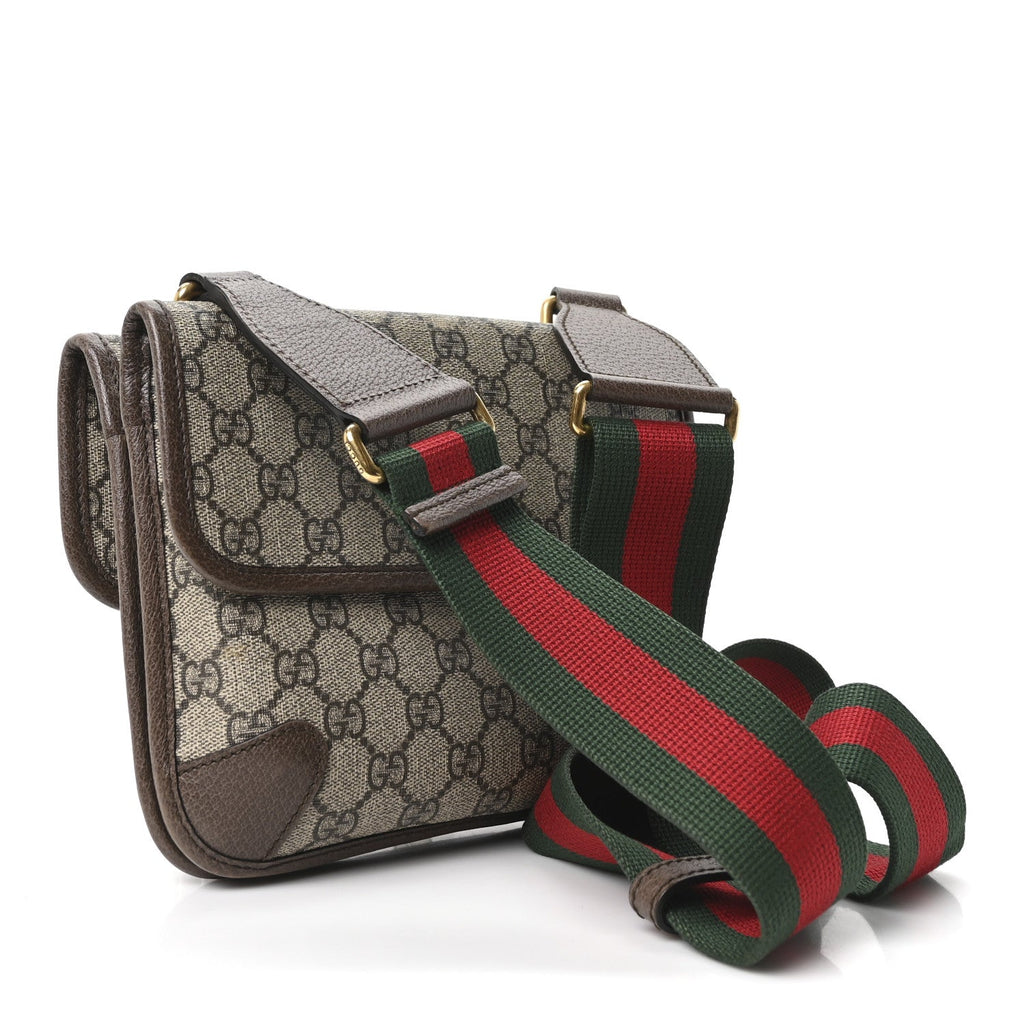 GG Supreme Monogram Web Small Neo Vintage Double Flap Messenger Bag Beige New Acero