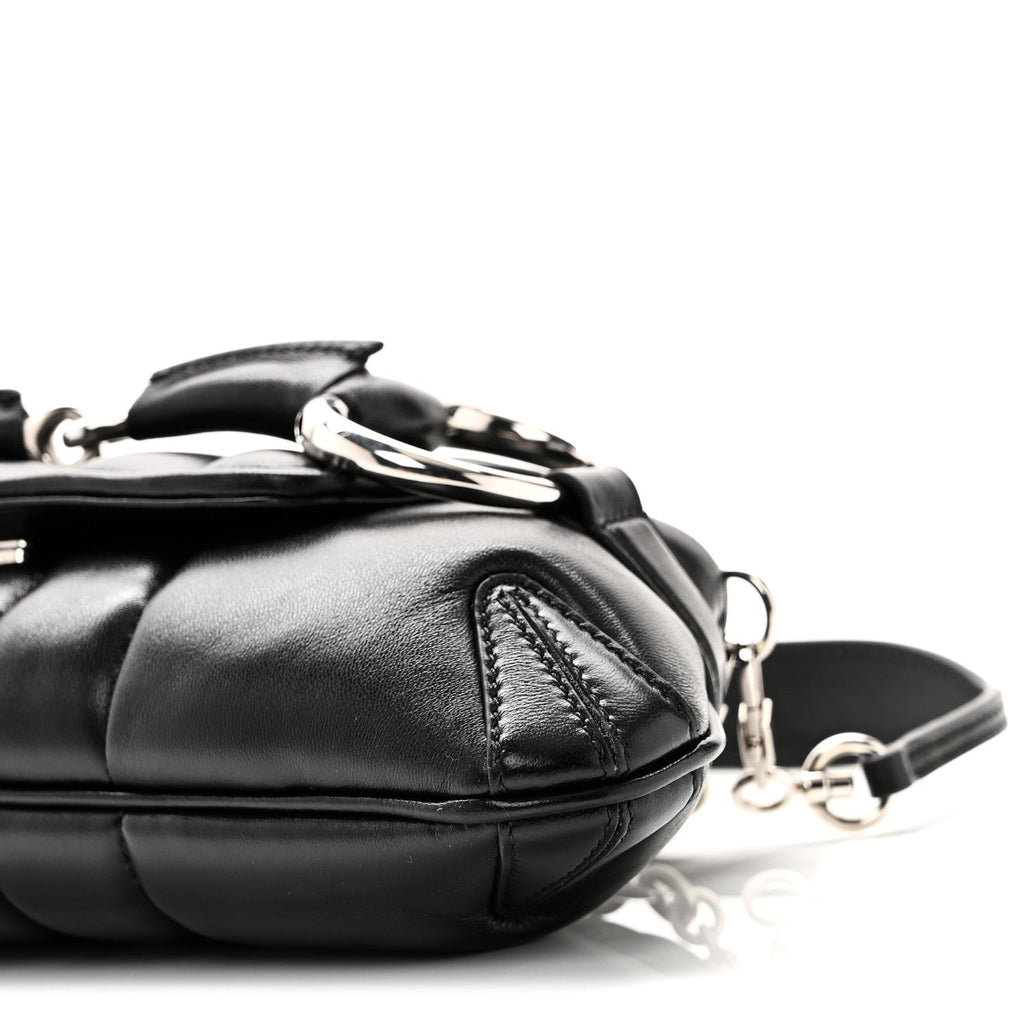 Nappa Vertical Matelasse Small Maxi Horsebit Chain Shoulder Bag Black