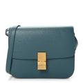 Liege Calfskin Medium Classic Box Flap Bag Blue Slate
