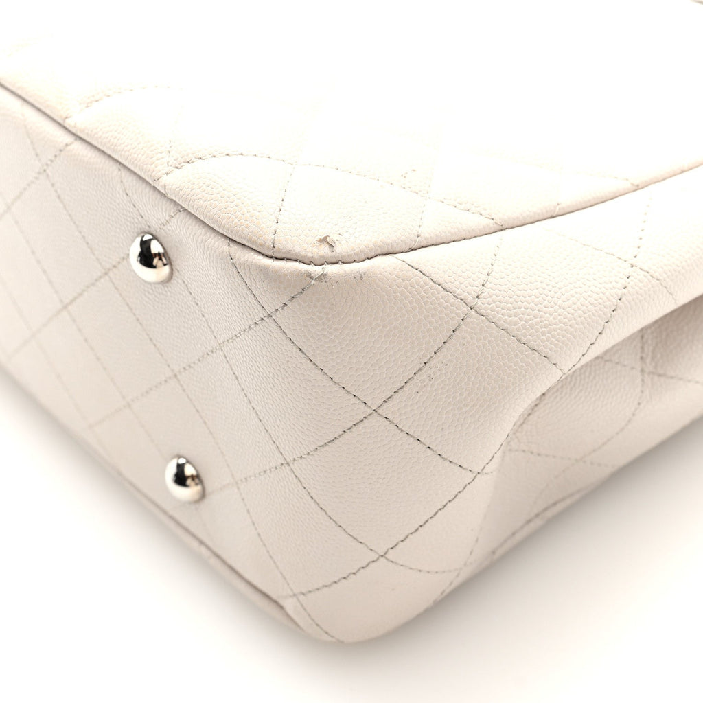 Caviar Quilted Large CC Shopping Tote Ivory