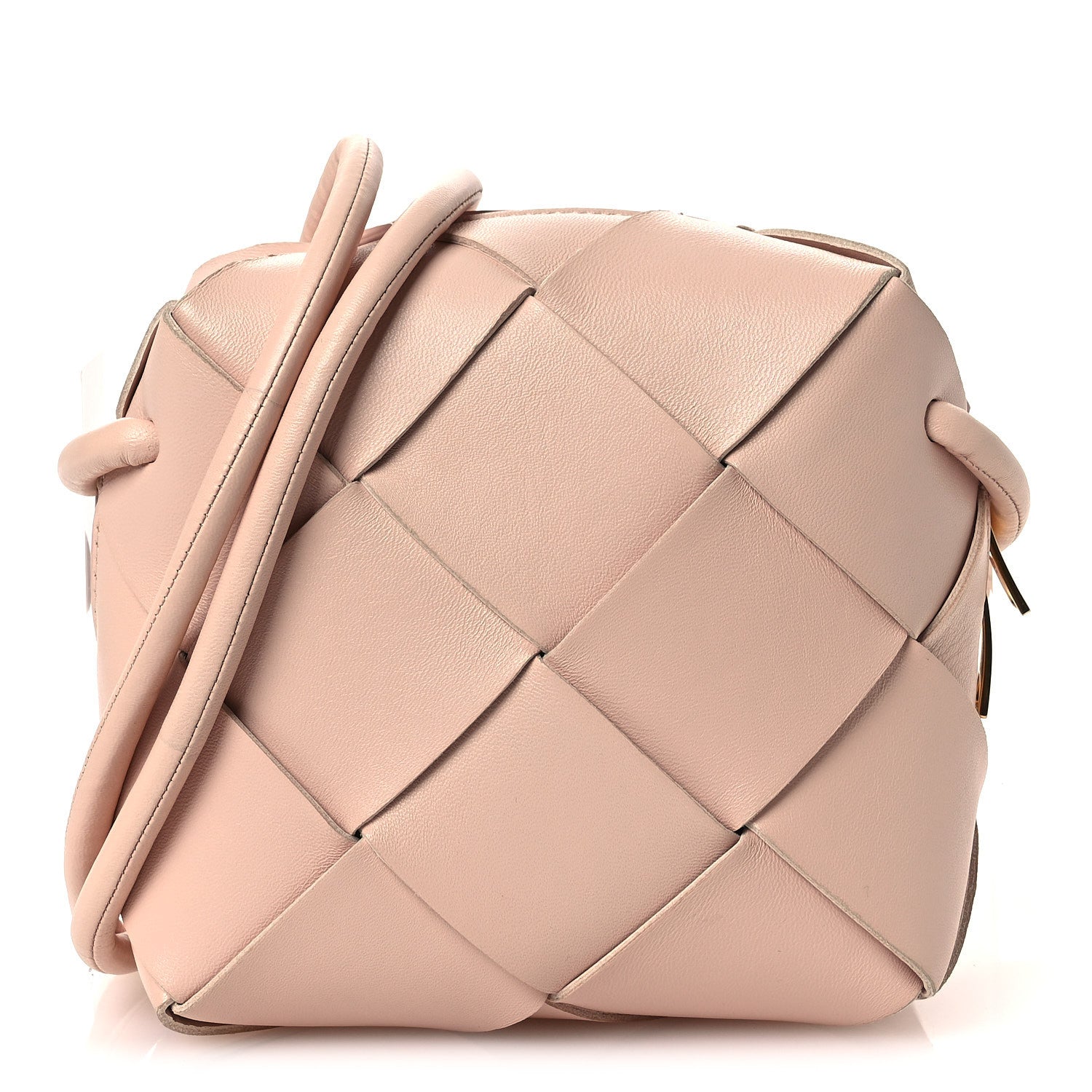 Lambskin Maxi Intrecciato Mini Cassette Camera Bag Macaroon