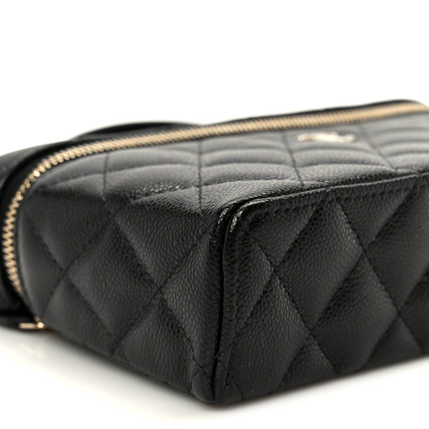 Caviar Quilted Top Handle Slim Vanity With Chain Black