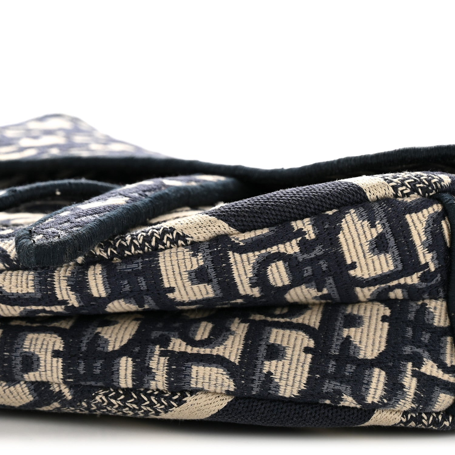 Oblique Embroidered Saddle Bag Blue