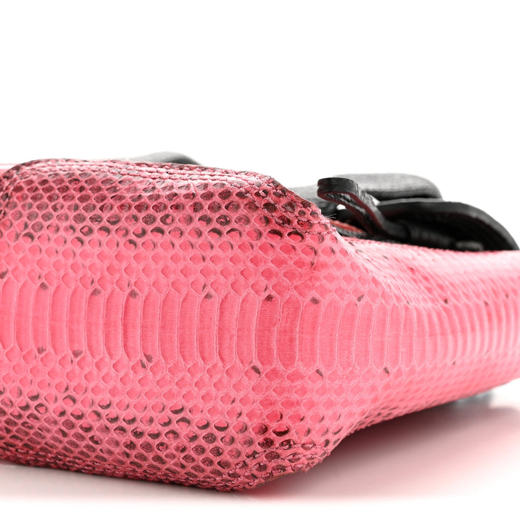 Textured Calfskin Elaphe Snakeskin Mini Pashli Satchel Pink Black