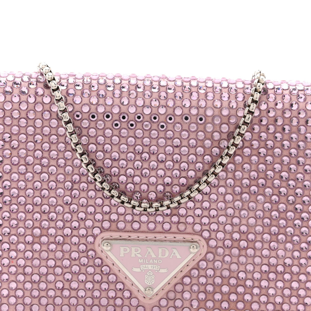 Satin Crystal Metal Triangle Logo  Holder With Strap Alabastro