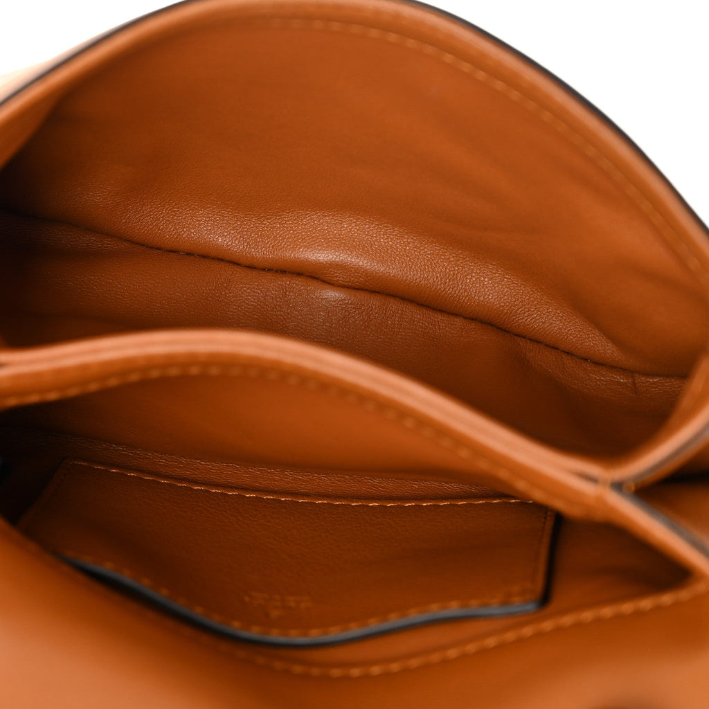 Roxy Calfskin Web Mini Blondie Shoulder Bag Cognac