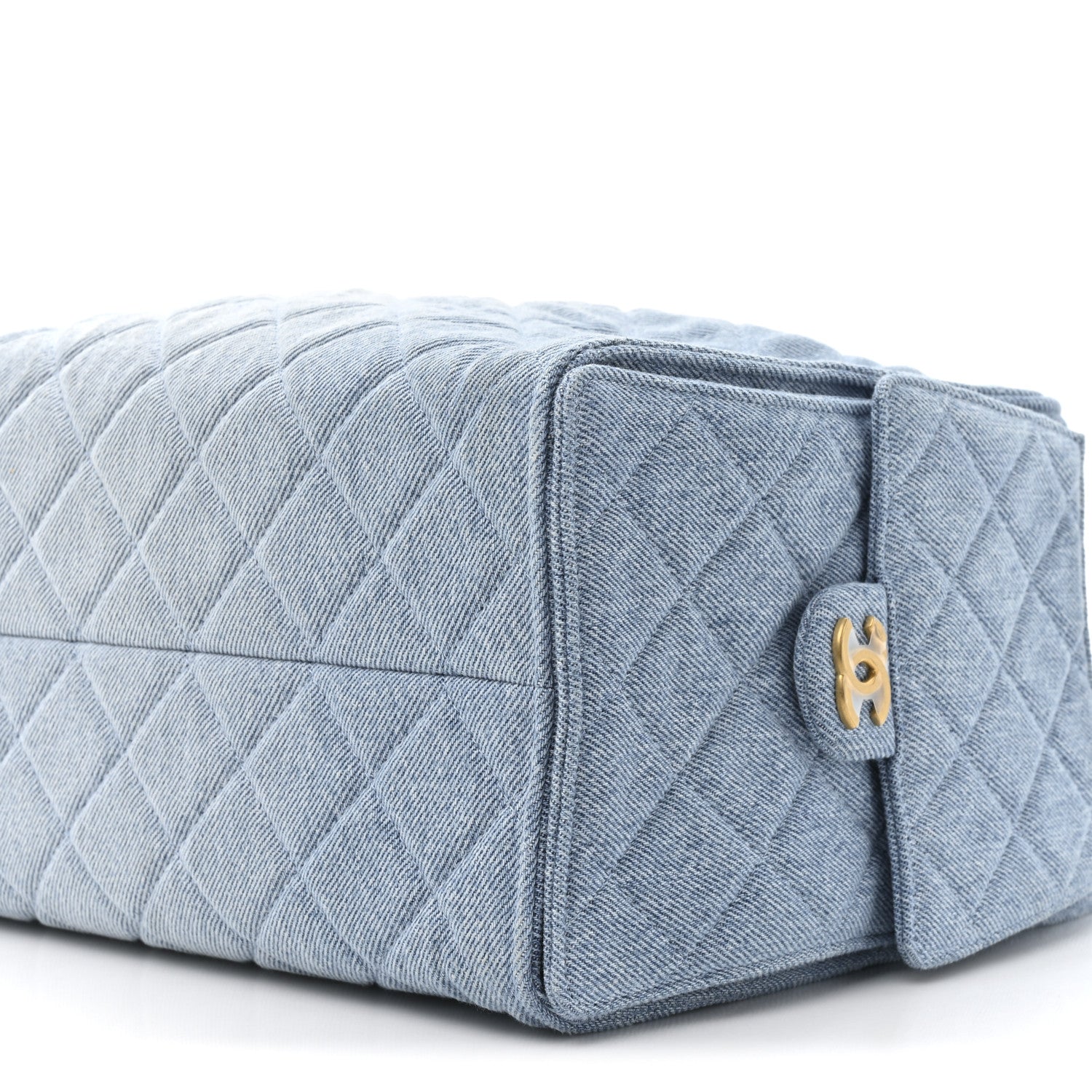 Washed Denim Quilted Medium Chanel 25 Handbag Blue
