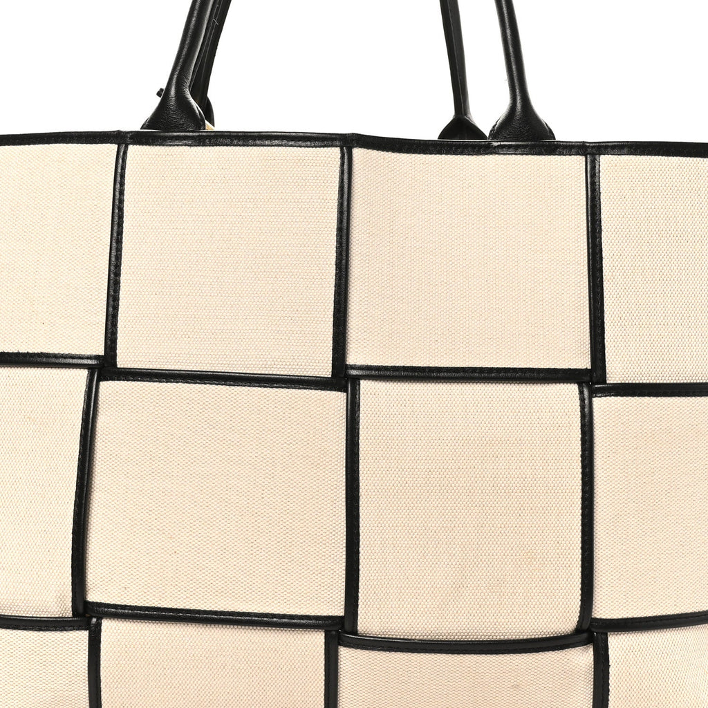 Canvas Maxi Intrecciato Large Arco Tote Beige Black