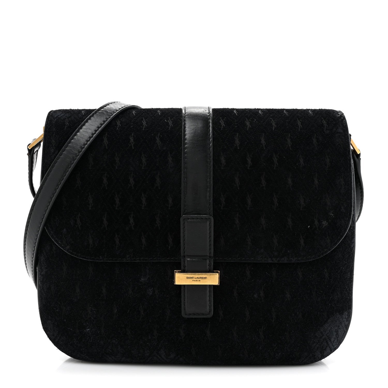 Suede All-Over Monogram Small Le Monogramme Satchel Black