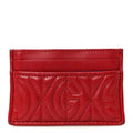 Calfskin G Rhombus Quilted  Holder Hibiscus Red