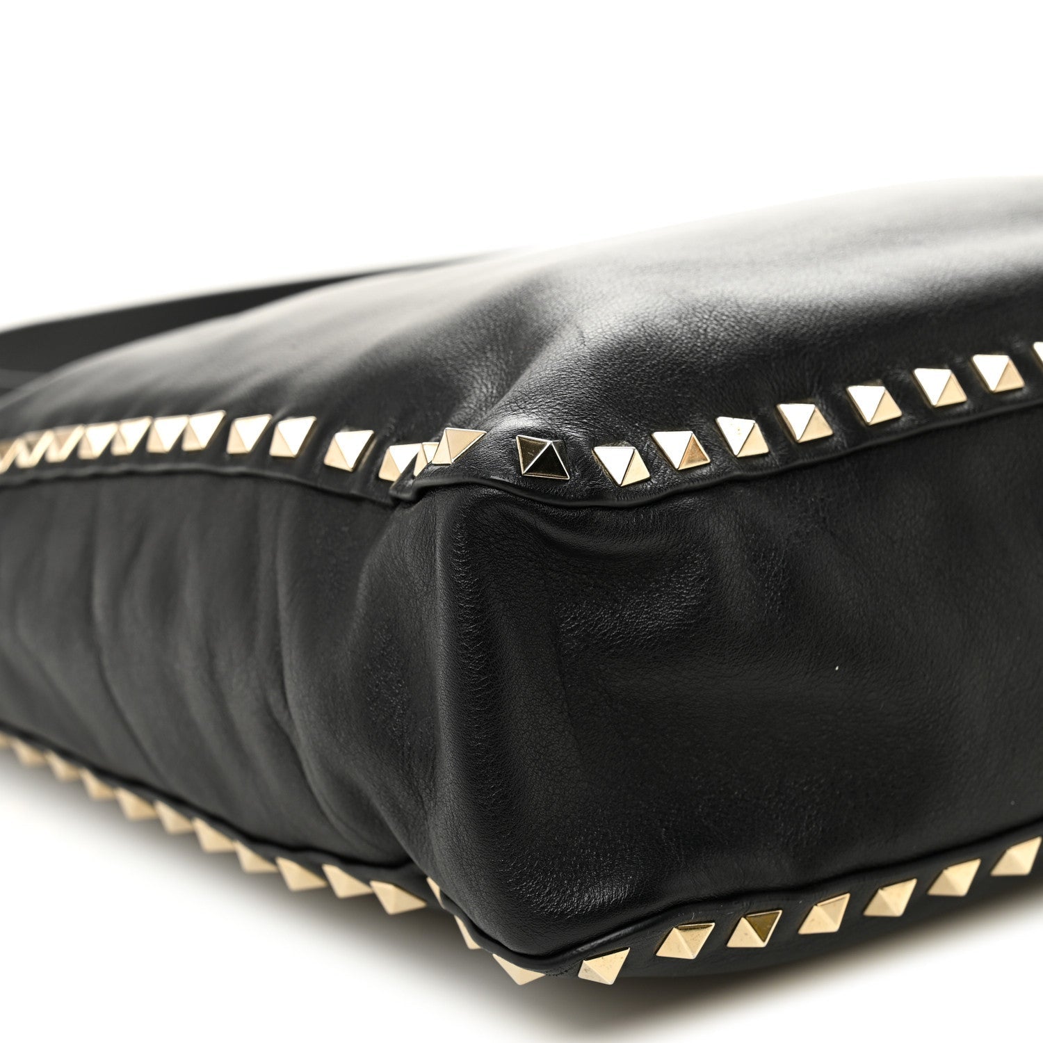 Vitello Calfskin Small Rockstud Flip-Lock Messenger Bag Black