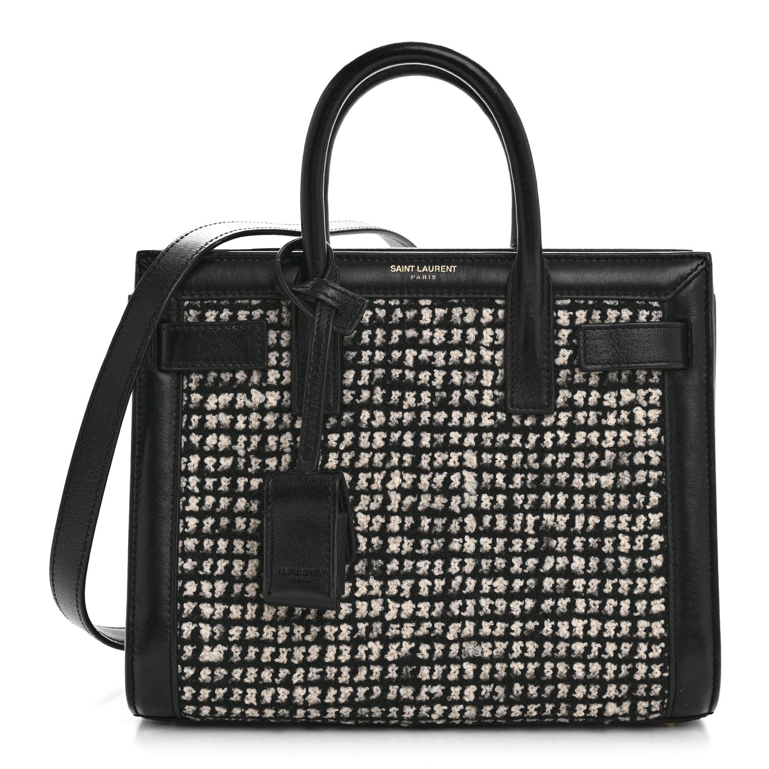 Tweed Houndstooth Nano Sac De Jour Black