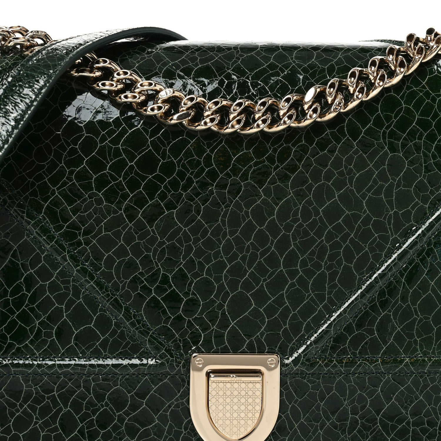 Ceramic Effect Deerskin Large Diorama Flap Bag Malachite Green