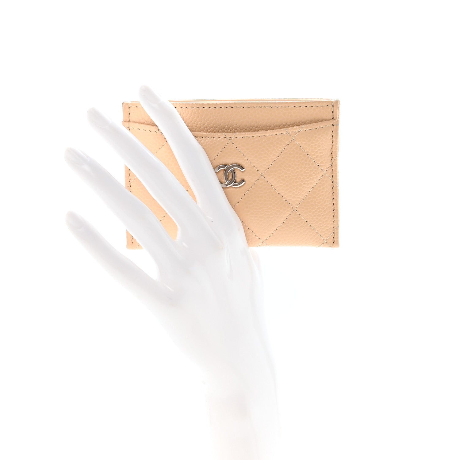 Caviar Quilted  Holder Beige
