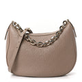 GG Grainy Calfskin Emblem Large Half Moon Shoulder Bag Taupe