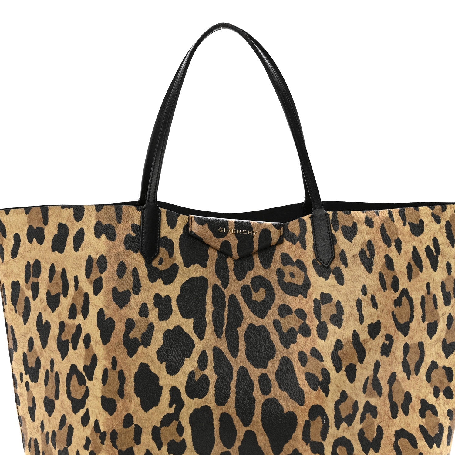 Textured Coated Canvas Leopard Print Large Antigona Tote