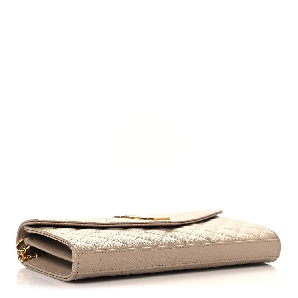 Grain De Poudre Mixed Matelasse Triquilt Monogram Chain Wallet Dark Beige