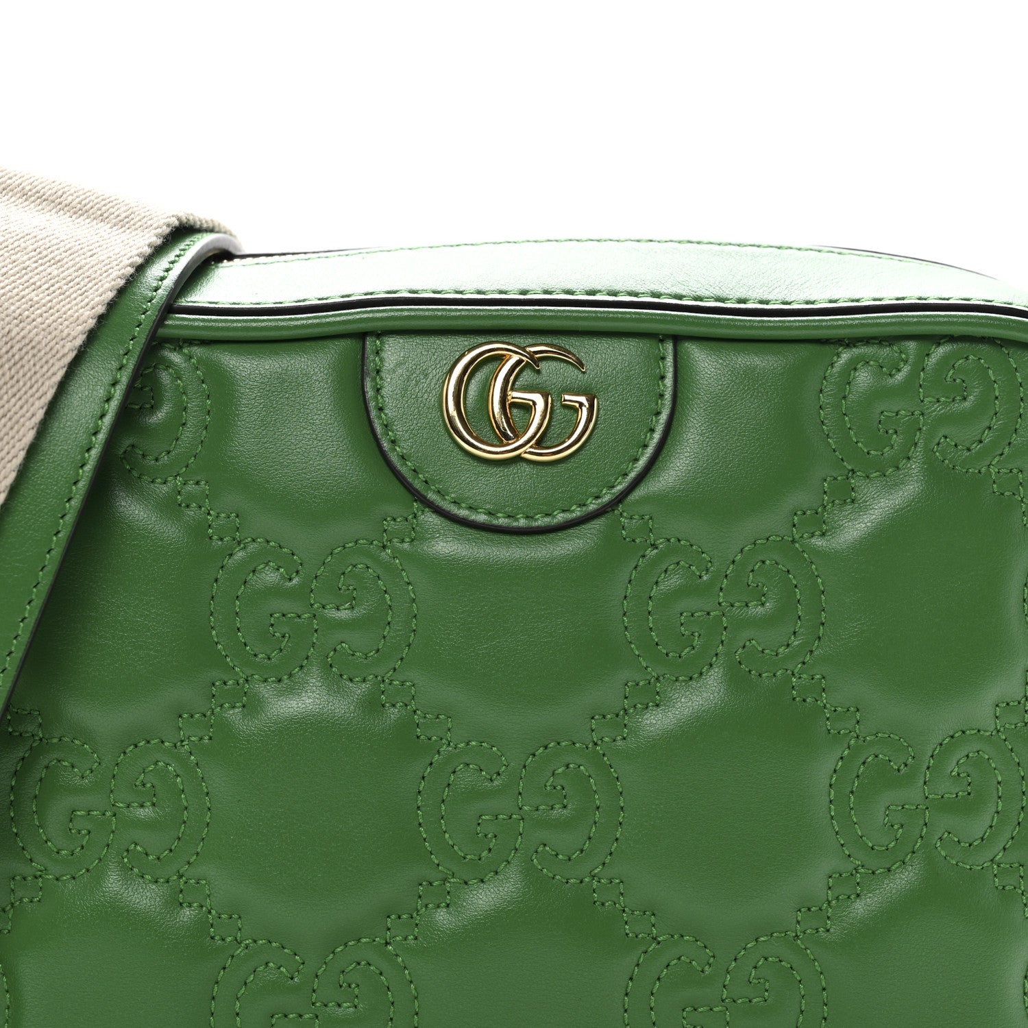 Calfskin GG Matelasse Shoulder Bag Spring Green Natural