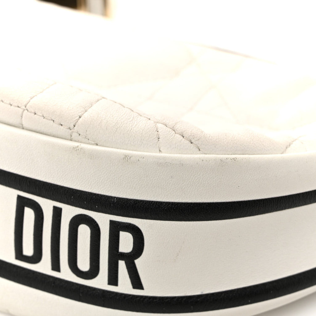 Lambskin Cannage Small Dior Vibe Hobo Bag White