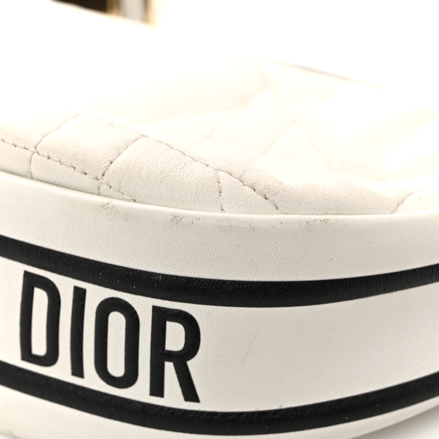 Lambskin Cannage Small Dior Vibe Hobo Bag White