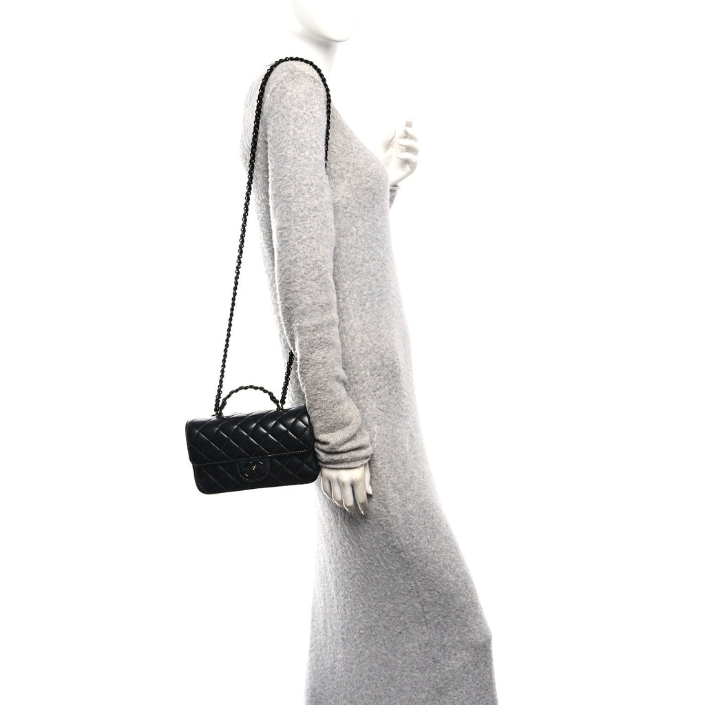 Lambskin Quilted Small Coco Pop Top Handle Flap So Black