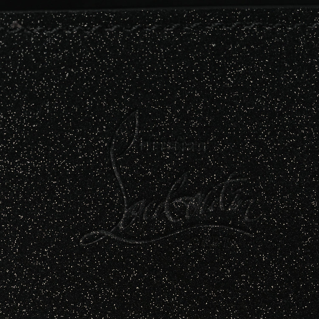 Suede Glitter Calfskin Embellished Paloma Clutch Black