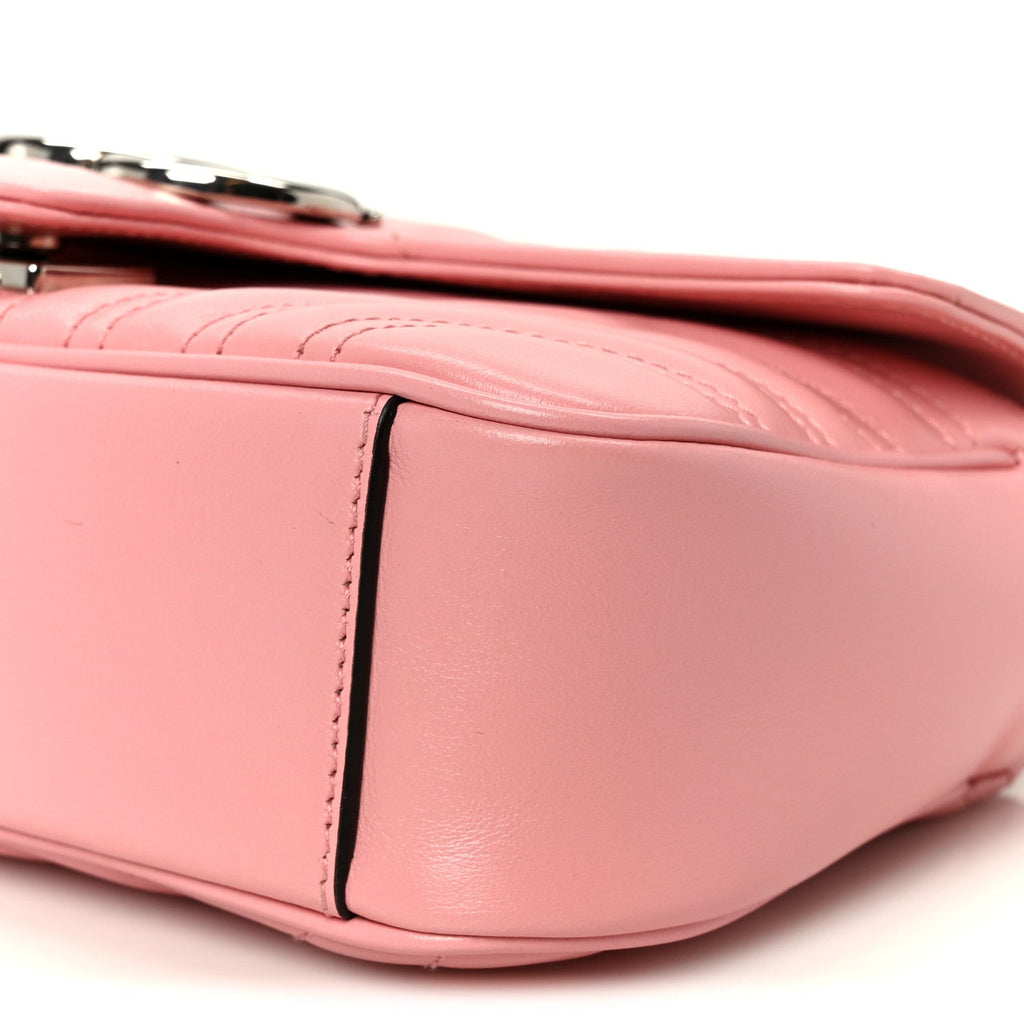 Calfskin Matelasse Mini GG Marmont Shoulder Bag Wild Rose