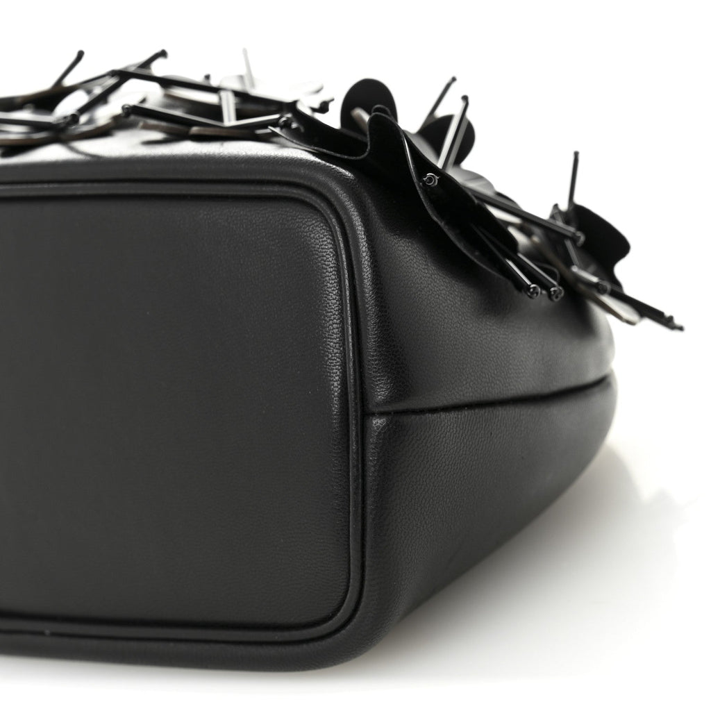 Lambskin Le Petit Calino Brode Ring Top Handle Bag Black