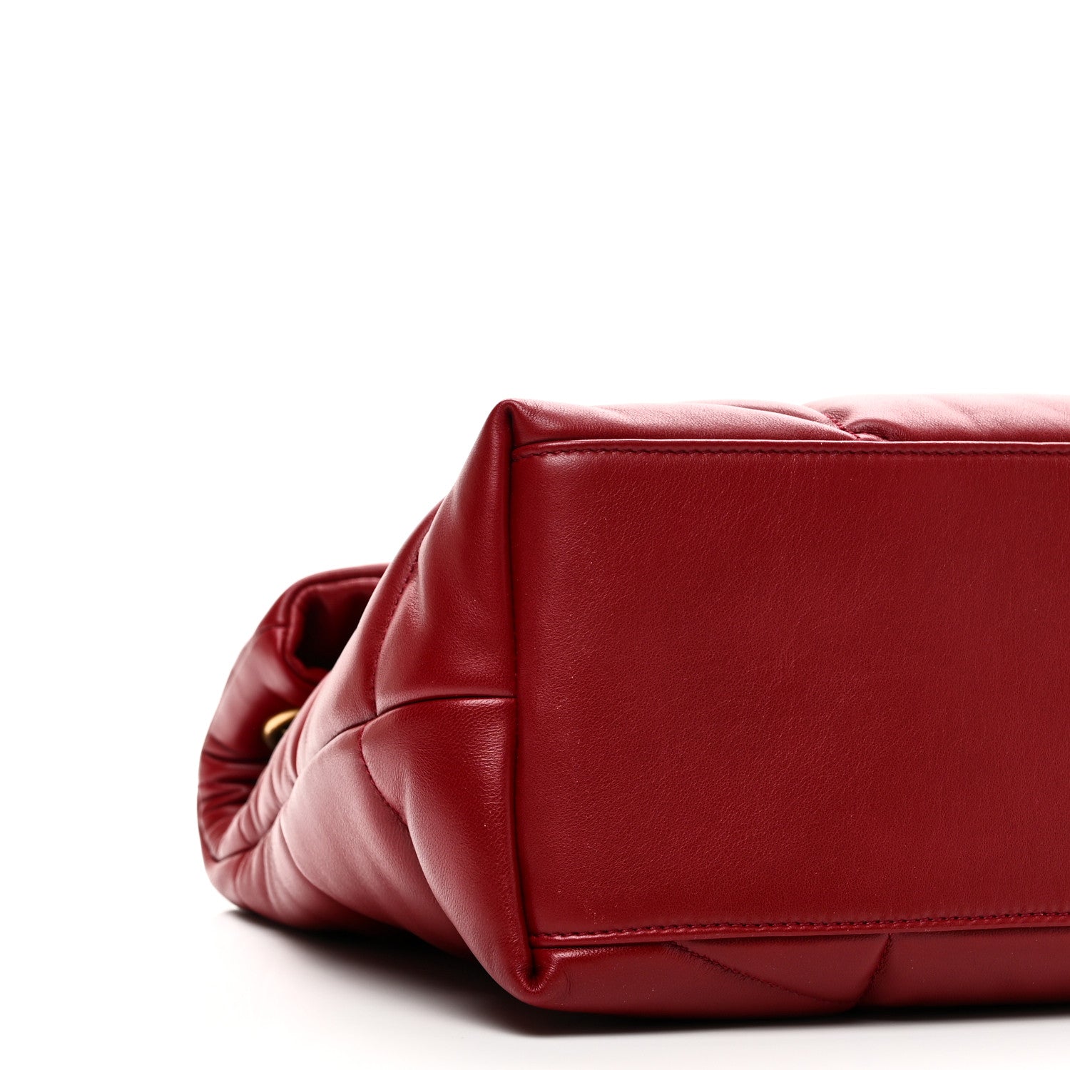 Lambskin Quilted Medium Loulou Puffer Monogram Chain Satchel Opyum Red
