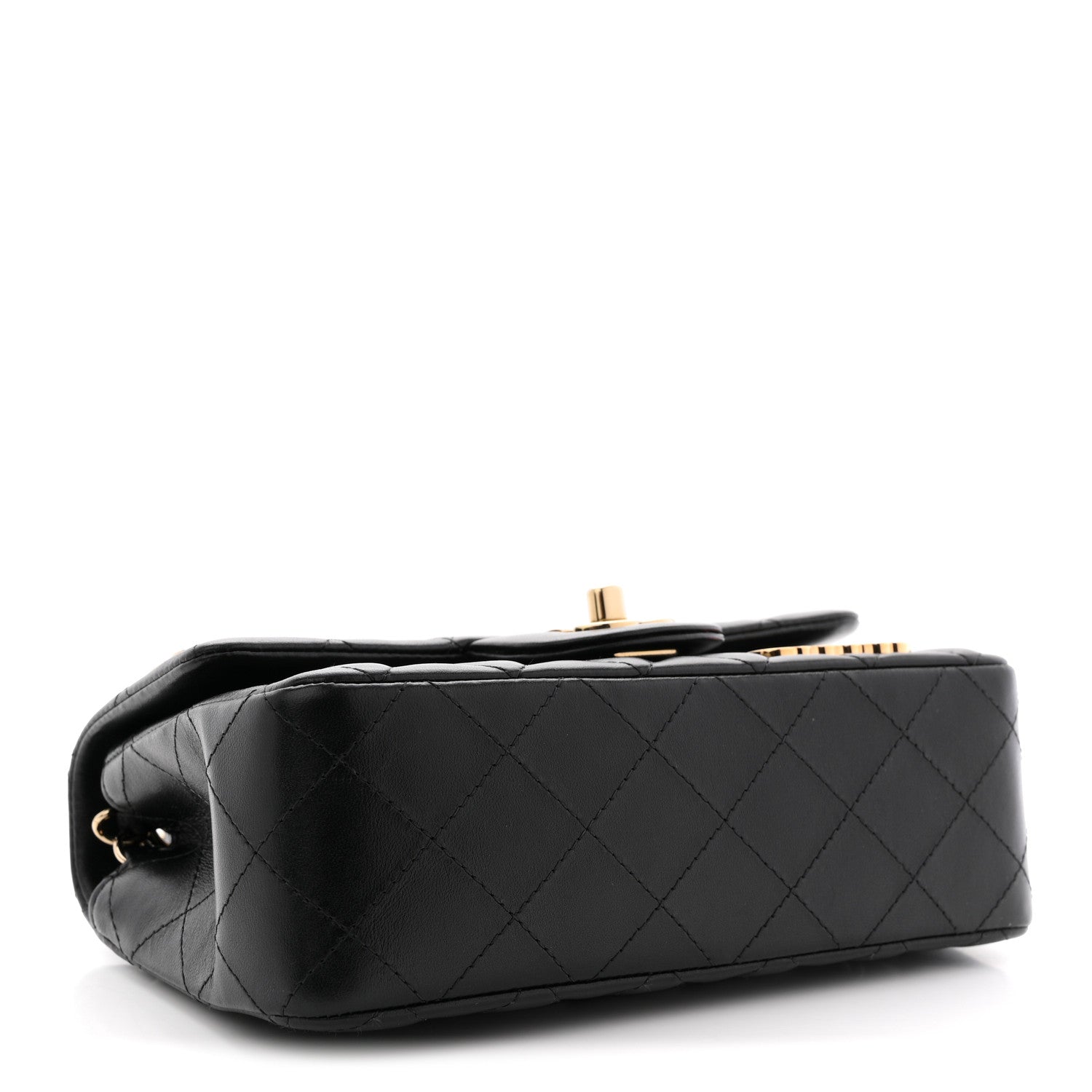 Lambskin Quilted Hollywood Charms Mini Rectangular Flap Black