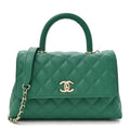 Caviar Quilted Mini Coco Handle Flap Green