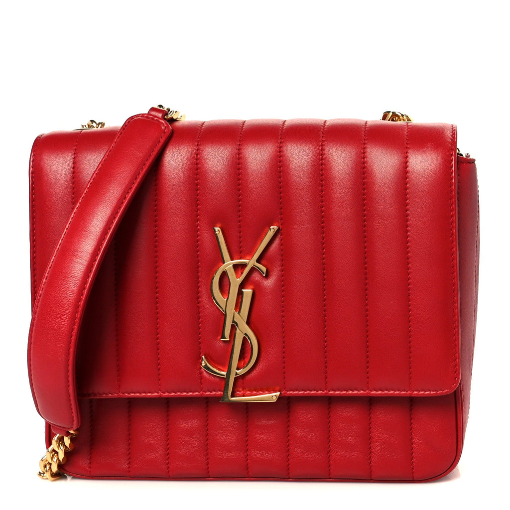 Lambskin Matelasse Monogram Large Vicky Chain Bag Rouge Eros