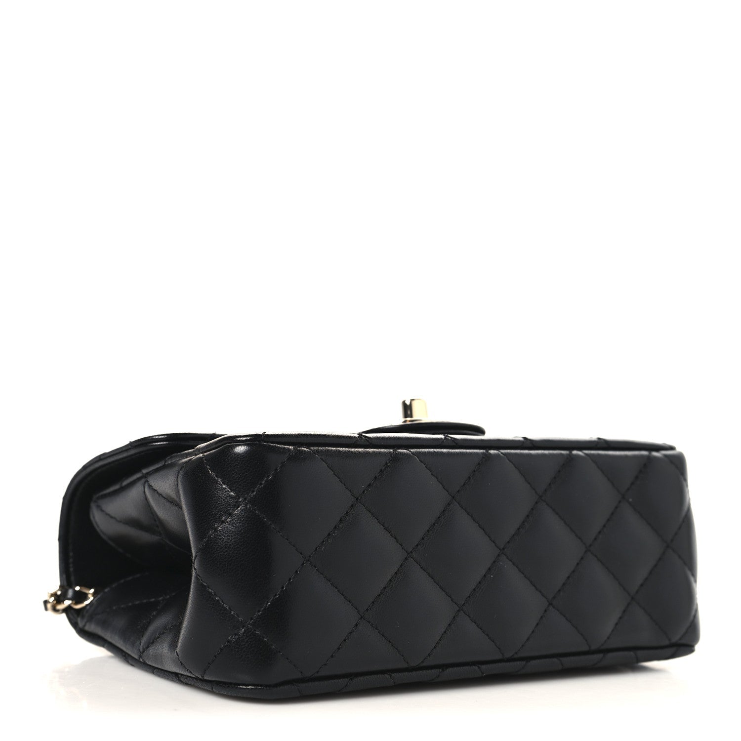 Lambskin Quilted Mini Crystal Top Handle Rectangular Flap Black