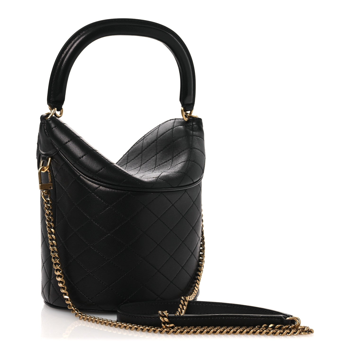 Lambskin Gabby Mini Bucket Bag Black