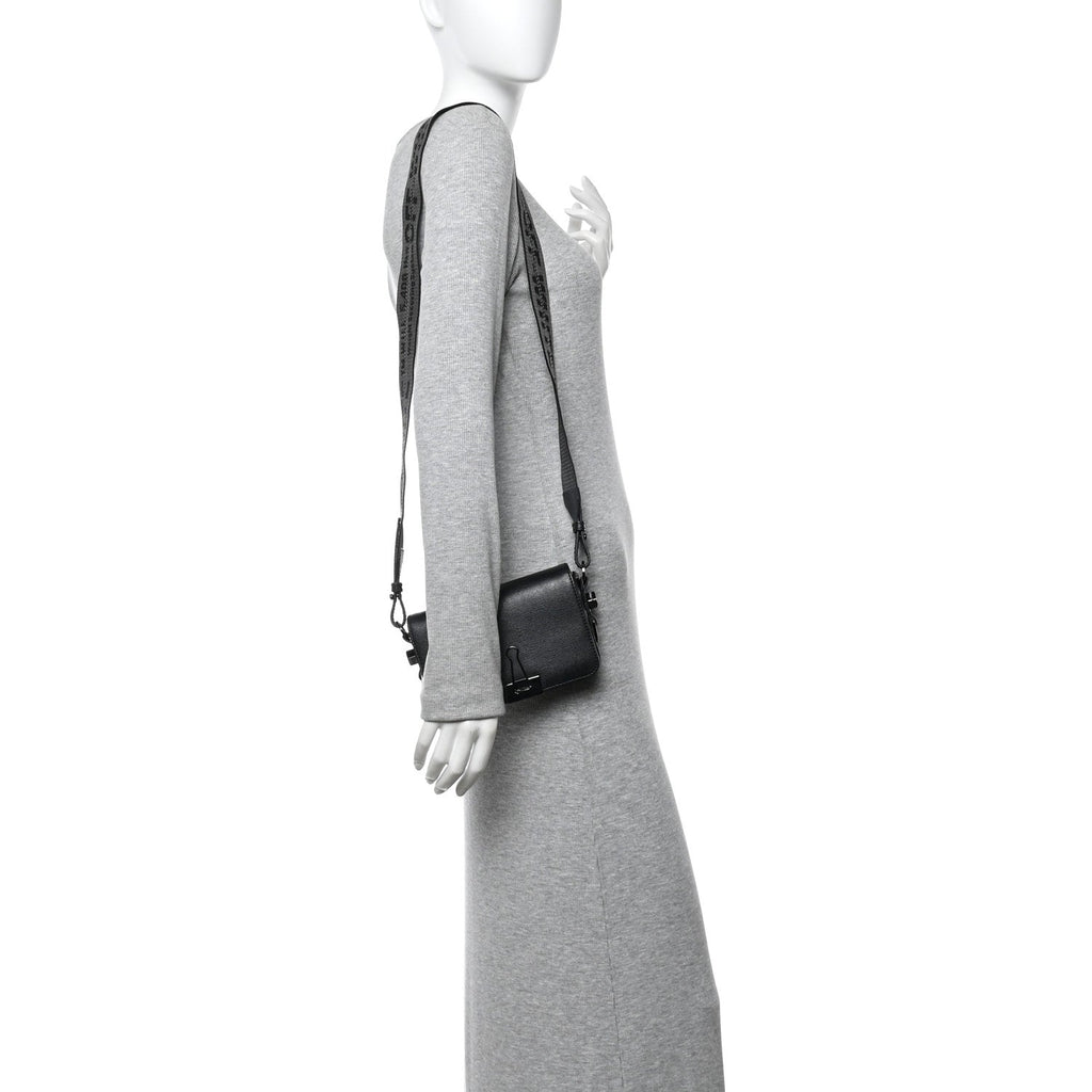 Saffiano Mini Binder Clip Bag Black White