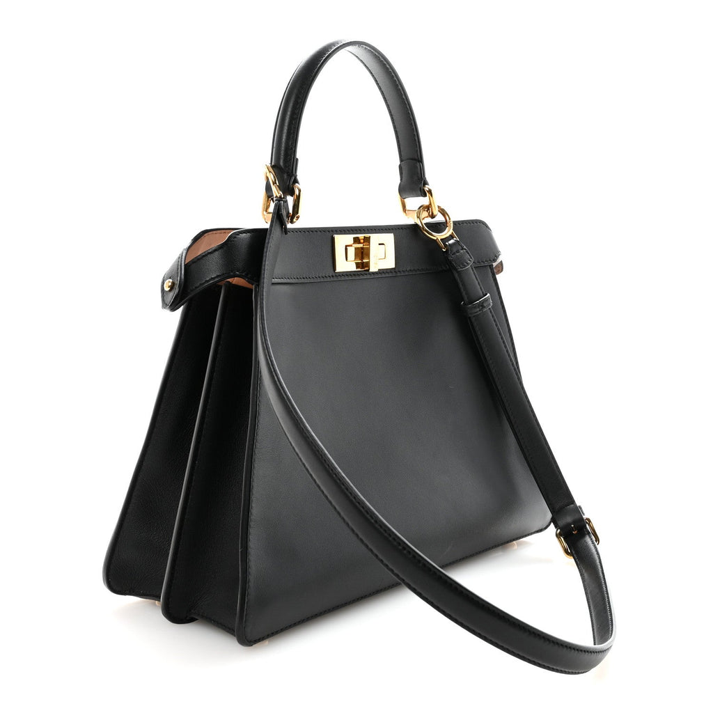 Vitello Seta Shiny Nappa Medium Peekaboo I SEE U Satchel Black Light Rose