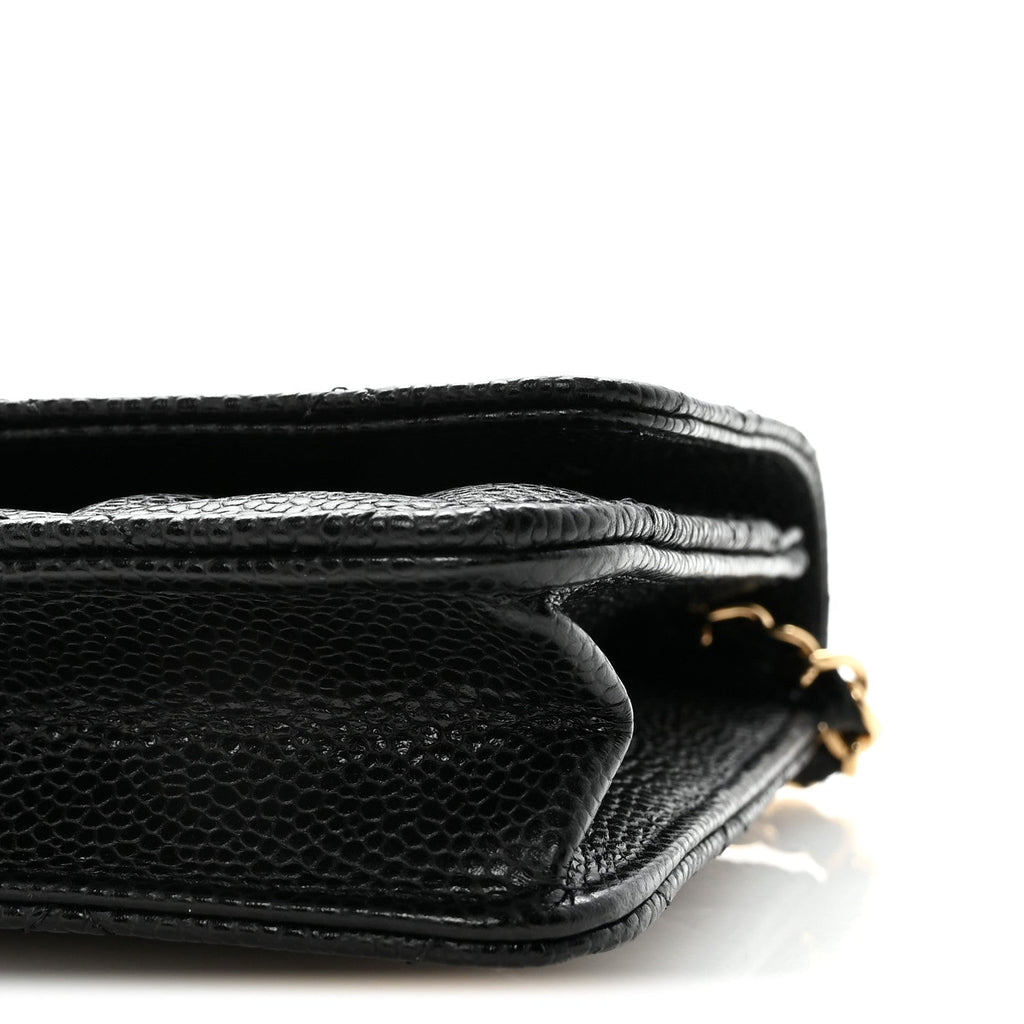 Caviar Quilted Wallet on Chain WOC Black