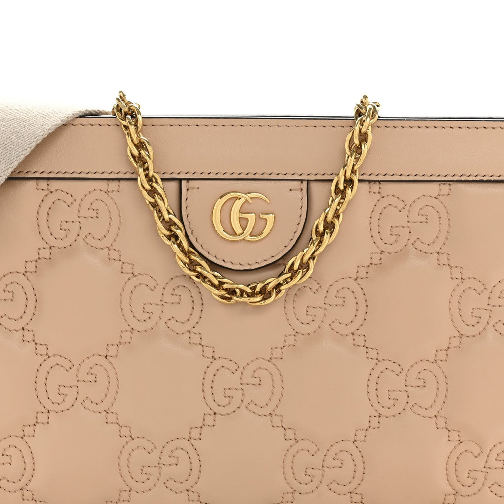 Calfskin GG Matelasse Small Slim Chain Shoulder Bag Perfect Pink Natural