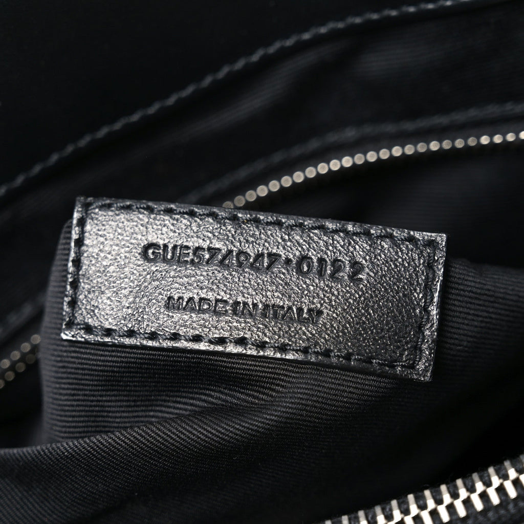 Calfskin Y Quilted Monogram Large Loulou Chain Satchel Black