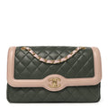 Lambskin Quilted Medium Bi-Color Flap Green Pink